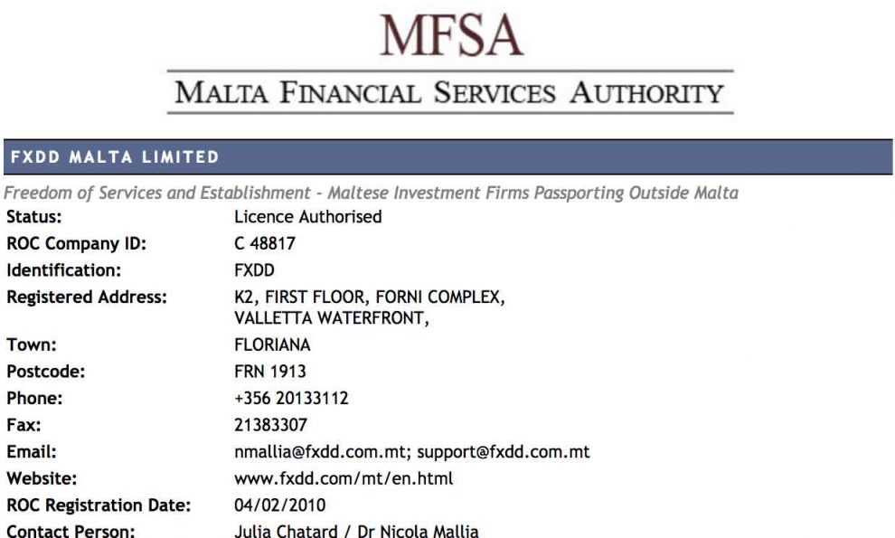 broker fxdd malta resmi teregulasi MFSA